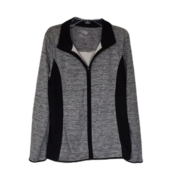 Made for Life Petite Full Length Zipper Heather Gray and Black Active Jacket - Picture 10 of 11